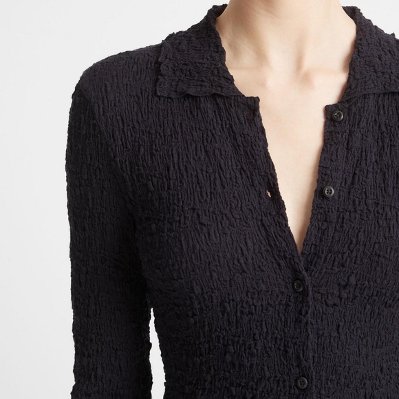 EUC Vince black crinkled black button down S - Picture 3 of 10